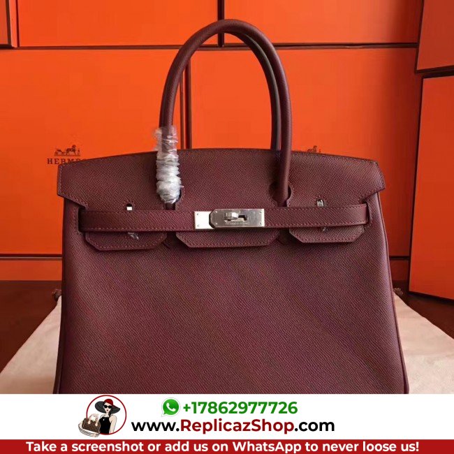 Hermes Bordeaux Epsom Birkin 30cm Lushentic AAAAA Grade Replica - Image 5