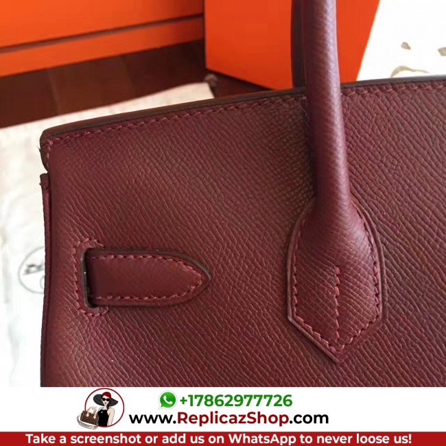Hermes Bordeaux Epsom Birkin 30cm Lushentic AAAAA Grade Replica - Image 6