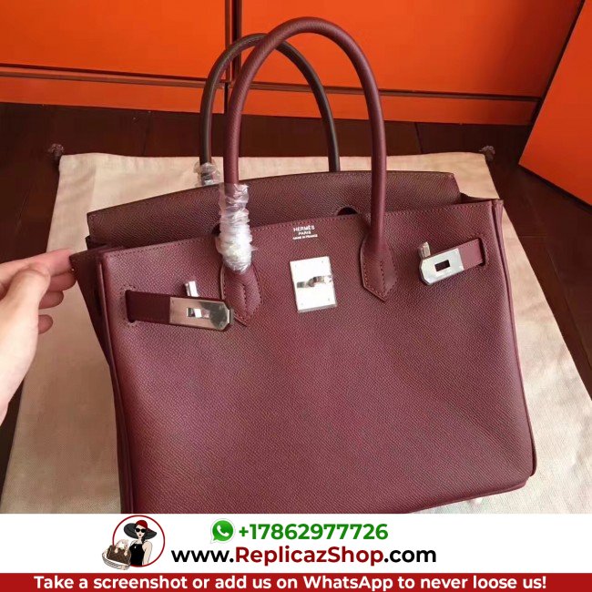 Hermes Bordeaux Epsom Birkin 30cm Lushentic AAAAA Grade Replica - Image 9