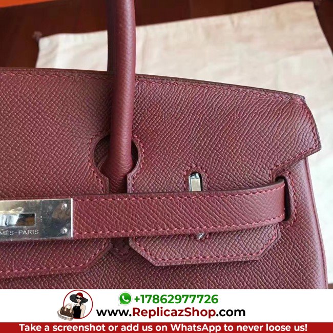 Hermes Bordeaux Epsom Birkin 30cm Lushentic AAAAA Grade Replica - Image 10