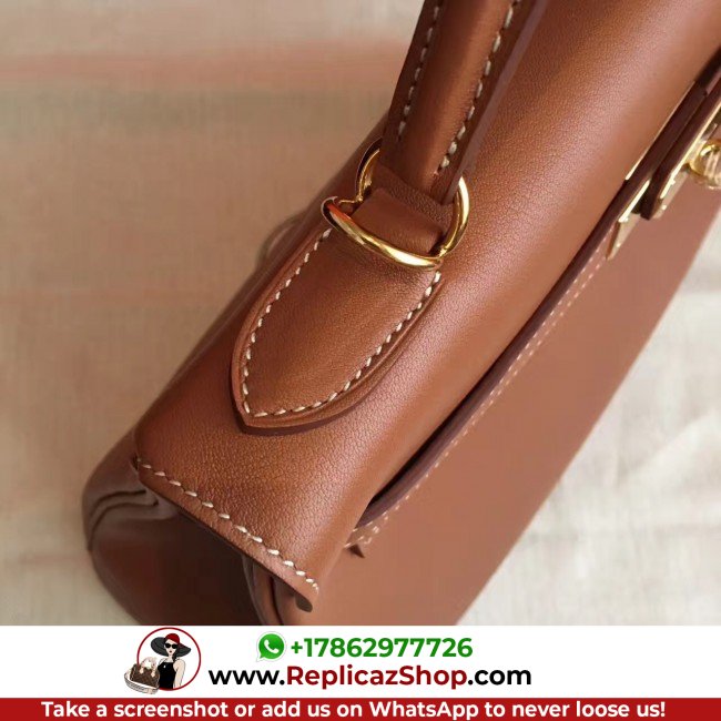 Hermes Brown Swift Kelly Retourne 32cm Lushentic AAAAA Grade Replica - Image 6