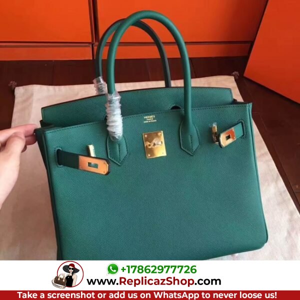 Hermes Malachite Epsom Birkin 30cm Lushentic AAAAA Grade Replica - Image 7