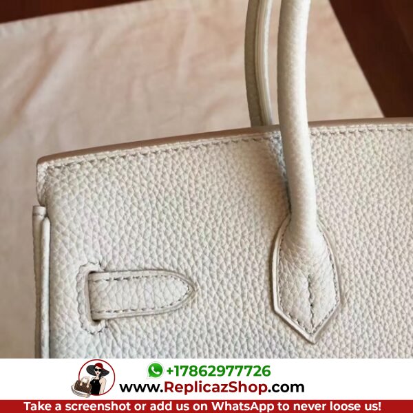 Hermes Pearl Grey Clemence Birkin 30cm Lushentic AAAAA Grade Replica - Image 4