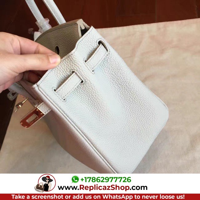 Hermes Pearl Grey Clemence Birkin 30cm Lushentic AAAAA Grade Replica - Image 5
