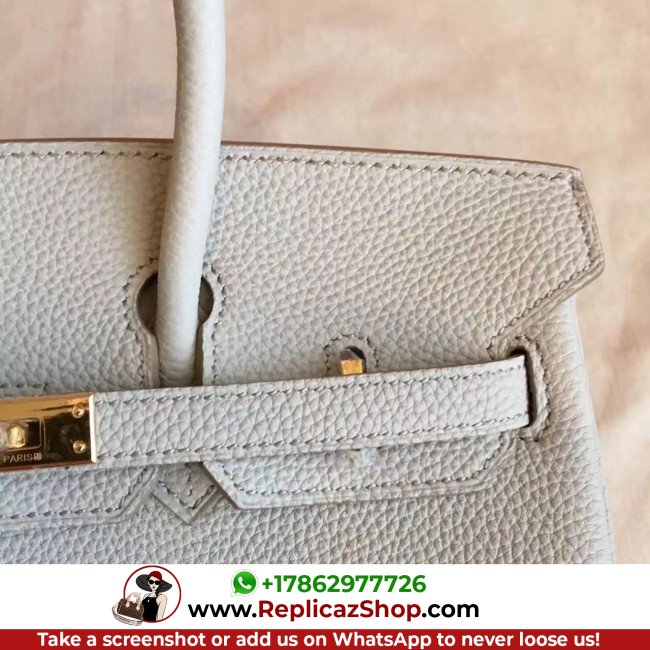 Hermes Pearl Grey Clemence Birkin 30cm Lushentic AAAAA Grade Replica - Image 6