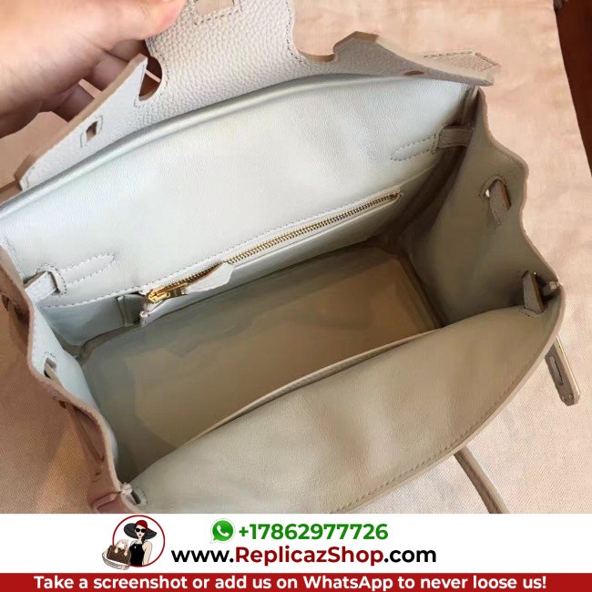 Hermes Pearl Grey Clemence Birkin 30cm Lushentic AAAAA Grade Replica - Image 7
