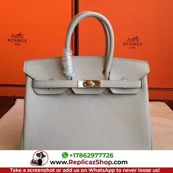 Hermes Pearl Grey Clemence Birkin 30cm Lushentic AAAAA Grade Replica