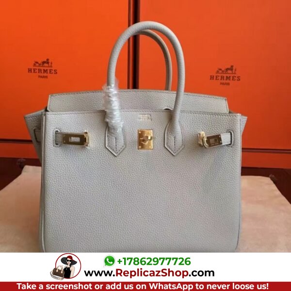 Hermes Pearl Grey Clemence Birkin 30cm Lushentic AAAAA Grade Replica - Image 8