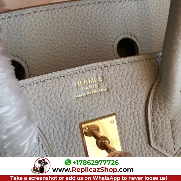 Hermes Pearl Grey Clemence Birkin 30cm Lushentic AAAAA Grade Replica - Image 9