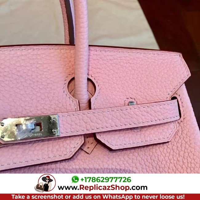 Hermes Pink Clemence Birkin 25cm Lushentic AAAAA Grade Replica - Image 3