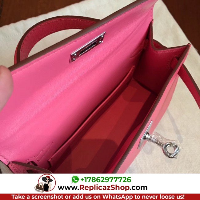 Hermes Rose Lipstick Chevre Kelly Mini II 20cm Lushentic AAAAA Grade Replica - Image 3