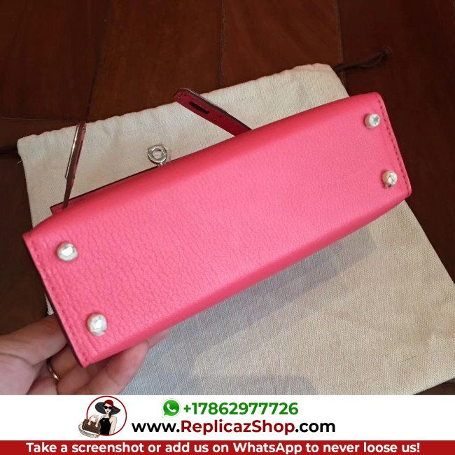 Hermes Rose Lipstick Chevre Kelly Mini II 20cm Lushentic AAAAA Grade Replica - Image 4