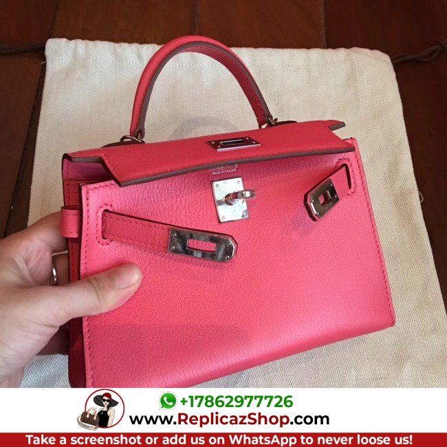 Hermes Rose Lipstick Chevre Kelly Mini II 20cm Lushentic AAAAA Grade Replica - Image 5