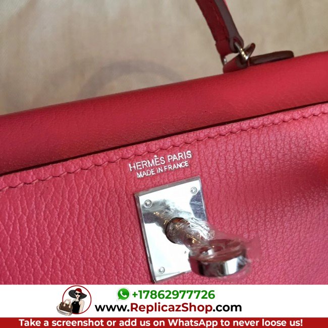 Hermes Rose Lipstick Chevre Kelly Mini II 20cm Lushentic AAAAA Grade Replica - Image 7