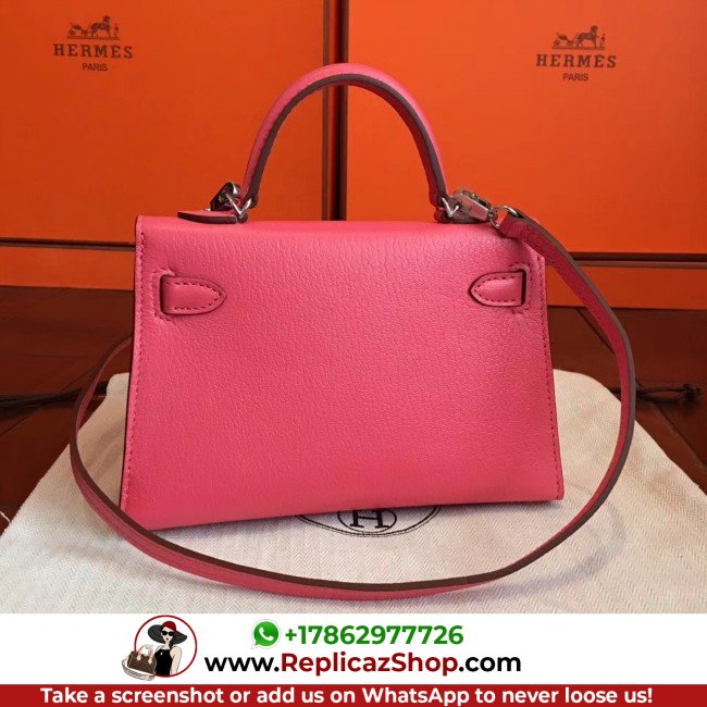Hermes Rose Lipstick Chevre Kelly Mini II 20cm Lushentic AAAAA Grade Replica - Image 8