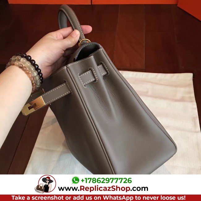 Hermes Etoupe Swift Kelly Retourne 32cm Lushentic AAAAA Grade Replica - Image 5