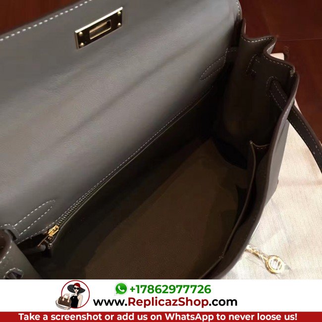 Hermes Etoupe Swift Kelly Retourne 32cm Lushentic AAAAA Grade Replica - Image 6
