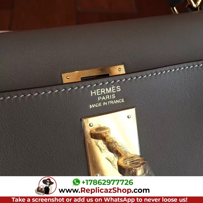 Hermes Etoupe Swift Kelly Retourne 32cm Lushentic AAAAA Grade Replica - Image 8