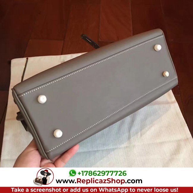 Hermes Etoupe Swift Kelly Retourne 32cm Lushentic AAAAA Grade Replica - Image 10
