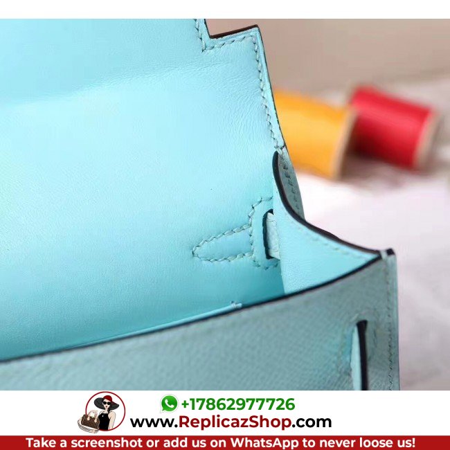 Hermes Blue Zephyr Epsom Kelly Mini II 20cm Lushentic AAAAA Grade Replica - Image 5