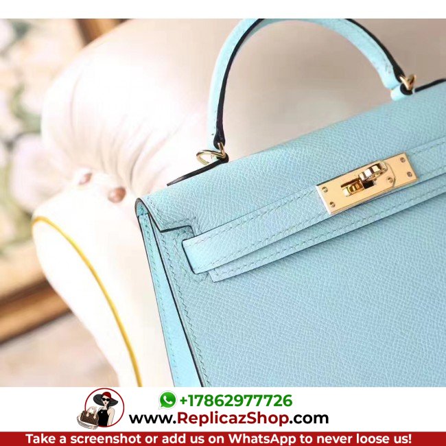 Hermes Blue Zephyr Epsom Kelly Mini II 20cm Lushentic AAAAA Grade Replica - Image 7