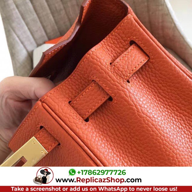 Hermes Orange Clemence Kelly Retourne 28cm Lushentic AAAAA Grade Replica - Image 5