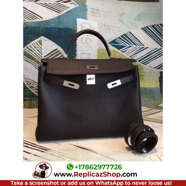Hermes Cafe Clemence Kelly 35cm Lushentic AAAAA Grade Replica - Image 9