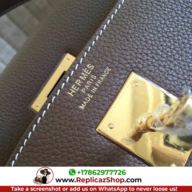 Hermes Etoupe Clemence Kelly Retourne 32cm Lushentic AAAAA Grade Replica - Image 7