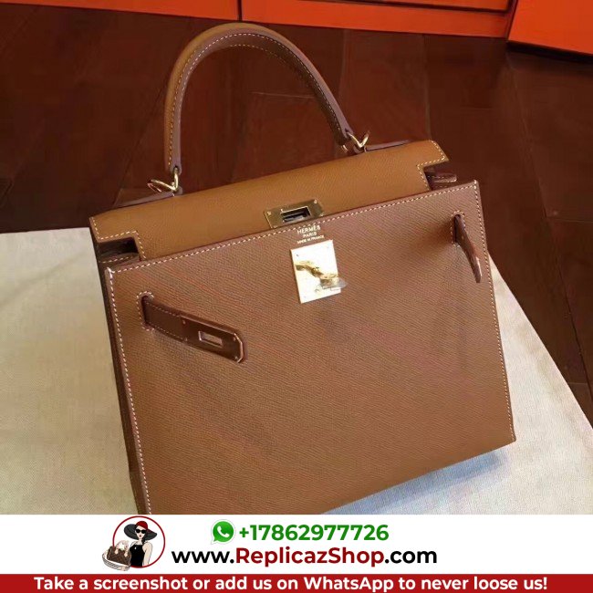 Hermes Brown Epsom Kelly Sellier 28cm Lushentic AAAAA Grade Replica - Image 7