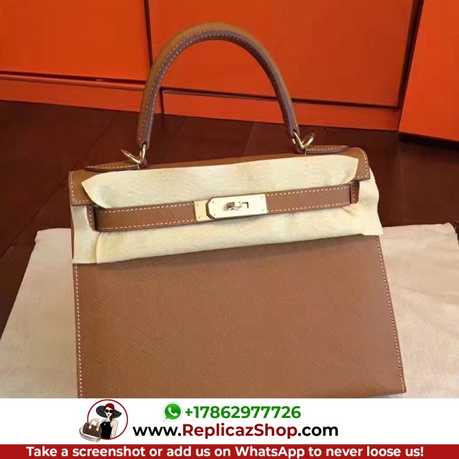 Hermes Brown Epsom Kelly Sellier 28cm Lushentic AAAAA Grade Replica - Image 9