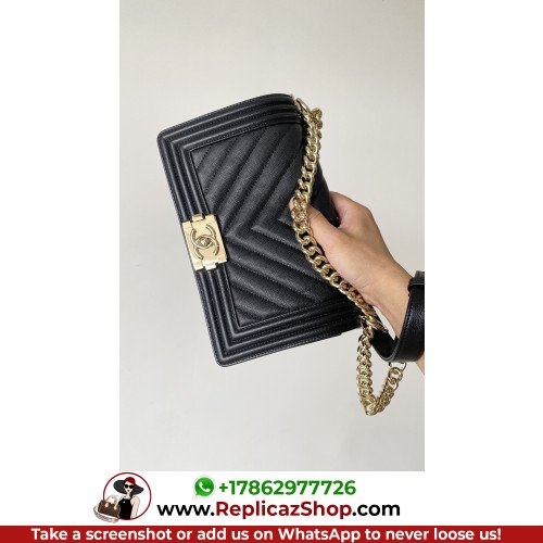Chanel Boy Bag Caviar 25cm Medium Lushentic AAAAA grade replica - Image 4