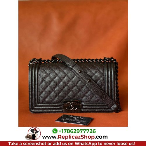 Chanel Boy Bag Caviar 25cm Medium Lushentic AAAAA grade replica